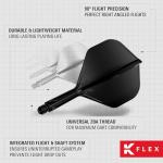 Target Darts K Flex Integrated Dart Flights and Shafts, No.2 Black (Intermediate) | Pack of 3 K-Flex – No2, Kflex All in One Moulded Dart Flight & Stem | Professional Dart Accessories