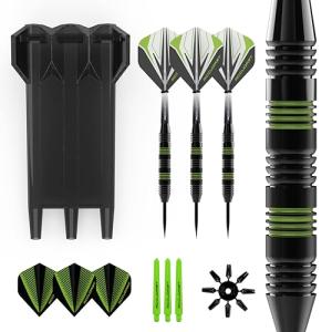 Accudart Steel Tip Dart Set 3.0 - Gunmetal Finish Steel Barrel - Hybrid Grip - Polycarbonate Shafts - Standard Shape Flights - Drop in Case Stores Fully Assembled Darts