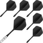 CyeeLife 6pcs Moulded Dart Flights and Shafts 2BA,one Piece Integrated Accessory CF01 Black-M