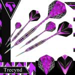 Trecynd Darts Metal Tip Set 3 Aluminum Shaft Metal Dart Set Professional Darts Steel Tip Sets + Extra Dart Flights 3 Replace Plastic Shafts Beginner or Professional Darts 22g (Purple)