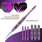 Trecynd Darts Metal Tip Set 3 Aluminum Shaft Metal Dart Set Professional Darts Steel Tip Sets + Extra Dart Flights 3 Replace Plastic Shafts Beginner or Professional Darts 22g (Purple)