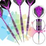 Trecynd Darts Metal Tip Set 3 Aluminum Shaft Metal Dart Set Professional Darts Steel Tip Sets + Extra Dart Flights 3 Replace Plastic Shafts Beginner or Professional Darts 22g (Purple)