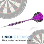 Trecynd Darts Metal Tip Set 3 Aluminum Shaft Metal Dart Set Professional Darts Steel Tip Sets + Extra Dart Flights 3 Replace Plastic Shafts Beginner or Professional Darts 22g (Purple)