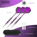 Trecynd Darts Metal Tip Set 3 Aluminum Shaft Metal Dart Set Professional Darts Steel Tip Sets + Extra Dart Flights 3 Replace Plastic Shafts Beginner or Professional Darts 22g (Purple)