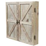 Barnwood Dartboard Cabinet with Wheat Finish Doors