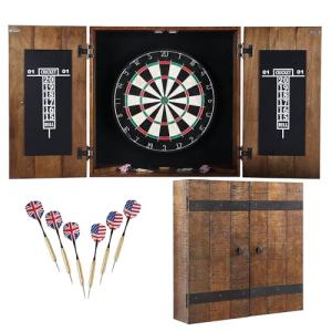 Hathaway Drifter Rustic Oak Dartboard and Cabinet Set
