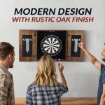 Hathaway Drifter Rustic Oak Dartboard and Cabinet Set