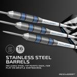 Accudart Steel Tip Dart Set 2.0 - Stainless Steel Finish Barrel - Radial Grooves for Various Grip Options - Polycarbonate Shafts - Standard Shape Flights - Tri Fold Case with Front and Back Entry