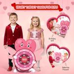 4E's Novelty Valentine Dart Board Game with 12 Sticky Balls - 30" Large Heart Kids Dart Board Indoor/Outdoor, School Valentine's Day Games for Kids Classroom Party Adult