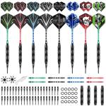 CyeeLife Darts Plastic Tip - Professional Soft Tip Darts Set - 12 Pcs 20 Gram with 50 Extra Tips 12 Shafts 24 Flights 20 Rubber Rings 2 Flight Protectors and Tool for Electronic Dartboard
