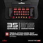 Arachnid Cricket Pro 670 Tournament-Quality Dartboard with 35 Games and 318 Variations (6 Cricket Games) , Black