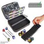 USA Gear XL Semi Hard Shell Dart Case - Storage Protective for 15 Piece Dart Set, Tips, Flights and Shafts, and More Accessories - Locking Foam Design for Soft and Steel Tips (Black) - Case Only