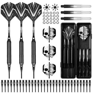CyeeLife Soft tip Darts Set with Brass Barrel,Professional Darts Plastic Tip,Aluminum/PC Shafts + 6 Flights + 30 Soft Tip + 20 O Ring + 2 Flight Protectors + 1 Dart Case for Electronic Dartboard