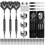 CyeeLife Soft tip Darts Set with Brass Barrel,Professional Darts Plastic Tip,Aluminum/PC Shafts + 6 Flights + 30 Soft Tip + 20 O Ring + 2 Flight Protectors + 1 Dart Case for Electronic Dartboard