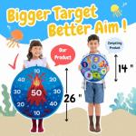 Grip Kids Volcano & Ocean Theme Double-Sided Dartboard Target Game – 26" Large Dart Board with Sticky Balls & Jellyfish Toss Balls, Indoor/Outdoor Fun Party Game Toy for Kids Ages 3–12