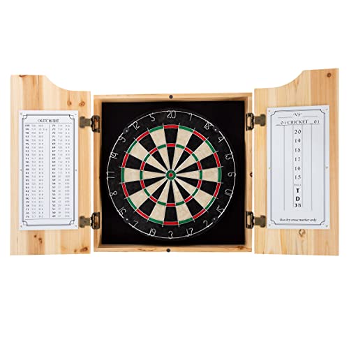 Solid Pine Dart Board Cabinet Set with Darts