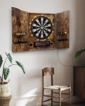 Yirinatek Electronic Dart Board, Decorative Dart Board Cabinet Set for Adults [12*Bronze Soft Tip Darts] [Cricket Game Mode]- Wooden Electric Dartboard Cabinet for Game Rooms - Vintage