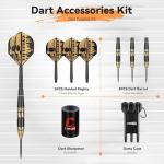 CyeeLife Brass Steel Tip Darts Set 24g,3 Pack Professional Metal Darts Set,Includes Integrated Dart Flights and Shafts,Dart Sharpener and Darts Case