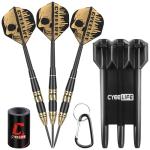 CyeeLife Brass Steel Tip Darts Set 24g,3 Pack Professional Metal Darts Set,Includes Integrated Dart Flights and Shafts,Dart Sharpener and Darts Case