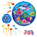 Grip Kids Number & Ocean Theme Double-Sided Dartboard Target Game – 26" Large Dart Board with Sticky Balls & Jellyfish Toss Balls, Indoor/Outdoor Gift Toy for Kids Ages 3–12