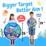 Grip Kids Number & Ocean Theme Double-Sided Dartboard Target Game – 26" Large Dart Board with Sticky Balls & Jellyfish Toss Balls, Indoor/Outdoor Gift Toy for Kids Ages 3–12