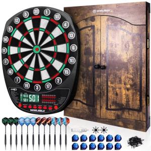 WIN.MAX Electronic Dart Board Soft Tip Dartboard Set LED Displays 3 Languges with Door