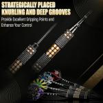 Wolftop Professional 6 Pack Steel Tip Darts Set - 22 Grams Darts Metal Tip Set in Case - Brass Darts with 12 Aluminum Shafts, 12 Dart Flights, Dart Tool and Dart Sharpener for Beginners to Pros