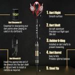 Wolftop Professional 6 Pack Steel Tip Darts Set - 22 Grams Darts Metal Tip Set in Case - Brass Darts with 12 Aluminum Shafts, 12 Dart Flights, Dart Tool and Dart Sharpener for Beginners to Pros