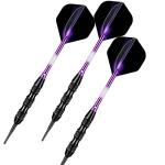 sanfeng Soft Tip Darts Set 20 Grams with Purple Aluminum Shafts Extra 50 Rubber O-Rings 30 Darts Plastic Tip 6 Standard Flights Slim Case for Electronic Dart Board