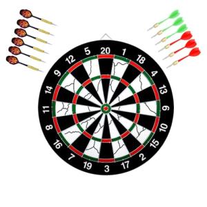 ULAKLU Flocking Dart Board Set,Double-Sided Dart Board with 12pcs Steel Tip Darts-Lightweight Bristle Dartboard-Multiplayer Party Games (15 inches)