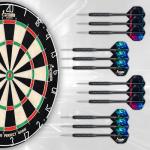 Dartboard Professional Bristle with 12 Steel Tip Darts (Contains 12 Darts, Standard)