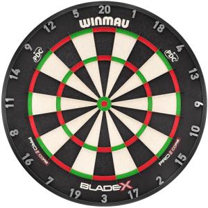 WINMAU Dart Board - Blade X Premium Bristle Dartboard - Pro Core Technology - Professional PDC Darts Board with Official Tournament Specifications - Ultra-Slim Angled Wiring - Includes Fusion Set