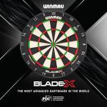WINMAU Dart Board - Blade X Premium Bristle Dartboard - Pro Core Technology - Professional PDC Darts Board with Official Tournament Specifications - Ultra-Slim Angled Wiring - Includes Fusion Set
