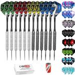 CyeeLife Steel tip Darts 20g,Nylon Shafts+36 Flights(12 Designs)+Sharpener,for 4 Beginners