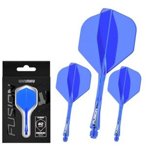Winmau Darts Fusion Integrated Flight & Shaft System - No.2 Shape & Design - Blue Colour, Medium Length