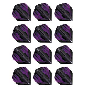 Red Dragon Darts Hardcore Radical Black & Purple Extra Thick Standard Dart Flights - 4 Sets Per Pack (12 Dart Flights in Total)