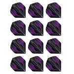 Red Dragon Darts Hardcore Radical Black & Purple Extra Thick Standard Dart Flights - 4 Sets Per Pack (12 Dart Flights in Total)