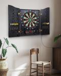 Yirinatek Electronic Dart Board, Decorative Dart Board Cabinet Set for Adults [12*Bronze Soft Tip Darts] [Cricket Game Mode]- Wooden Electric Dartboard Cabinet for Family Game Rooms - US Flag