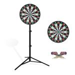 Dartboard with Stand, 34"-74" Adjustable Height Dartboard Stand for Adults, 18" Dart Board, Sturdy Tripod, Portable Design with 6 Darts for Travel, Home, Bars, or Outdoor Games