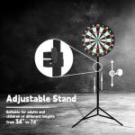 Dartboard with Stand, 34"-74" Adjustable Height Dartboard Stand for Adults, 18" Dart Board, Sturdy Tripod, Portable Design with 6 Darts for Travel, Home, Bars, or Outdoor Games