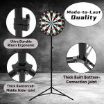 Dartboard with Stand, 34"-74" Adjustable Height Dartboard Stand for Adults, 18" Dart Board, Sturdy Tripod, Portable Design with 6 Darts for Travel, Home, Bars, or Outdoor Games