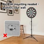 Dartboard with Stand, 34"-74" Adjustable Height Dartboard Stand for Adults, 18" Dart Board, Sturdy Tripod, Portable Design with 6 Darts for Travel, Home, Bars, or Outdoor Games