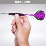 Lavishio Dart Metal Tip Set 3 Aluminum Dart Shafts Steel Tip Dart Set Professional Darts Steel Tip Set + Extra 3 Dart Flights 3 Replace Plastic Shafts (Black Purple)