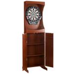 Hathaway Outlaw Electronic Dart Board Cabinet Set - 81-in Electric Dart Board with Cabinet - Professional Dart Board with 6 Soft Tip Electronic Darts, AC Adapter, and Dart Scoreboard - Cherry Finish