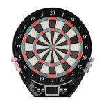 Hathaway Outlaw Electronic Dart Board Cabinet Set - 81-in Electric Dart Board with Cabinet - Professional Dart Board with 6 Soft Tip Electronic Darts, AC Adapter, and Dart Scoreboard - Cherry Finish