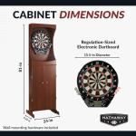 Hathaway Outlaw Electronic Dart Board Cabinet Set - 81-in Electric Dart Board with Cabinet - Professional Dart Board with 6 Soft Tip Electronic Darts, AC Adapter, and Dart Scoreboard - Cherry Finish