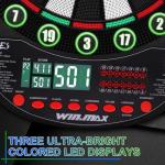 WIN.MAX Electronic Dart Board Soft Tip Dartboard Set LED Displays 3 Languges with 12 Darts 100 Tips Power
