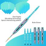 Trecynd Darts Metal Tip Set 3 Aluminum Shaft Metal Dart Set Professional Darts Steel Tip Sets + Extra Dart Flights 3 Replace Plastic Shafts Beginner or Professional Darts 22g (Green Blue)