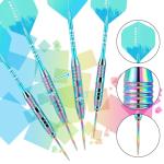 Trecynd Darts Metal Tip Set 3 Aluminum Shaft Metal Dart Set Professional Darts Steel Tip Sets + Extra Dart Flights 3 Replace Plastic Shafts Beginner or Professional Darts 22g (Green Blue)