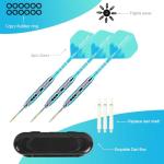 Trecynd Darts Metal Tip Set 3 Aluminum Shaft Metal Dart Set Professional Darts Steel Tip Sets + Extra Dart Flights 3 Replace Plastic Shafts Beginner or Professional Darts 22g (Green Blue)